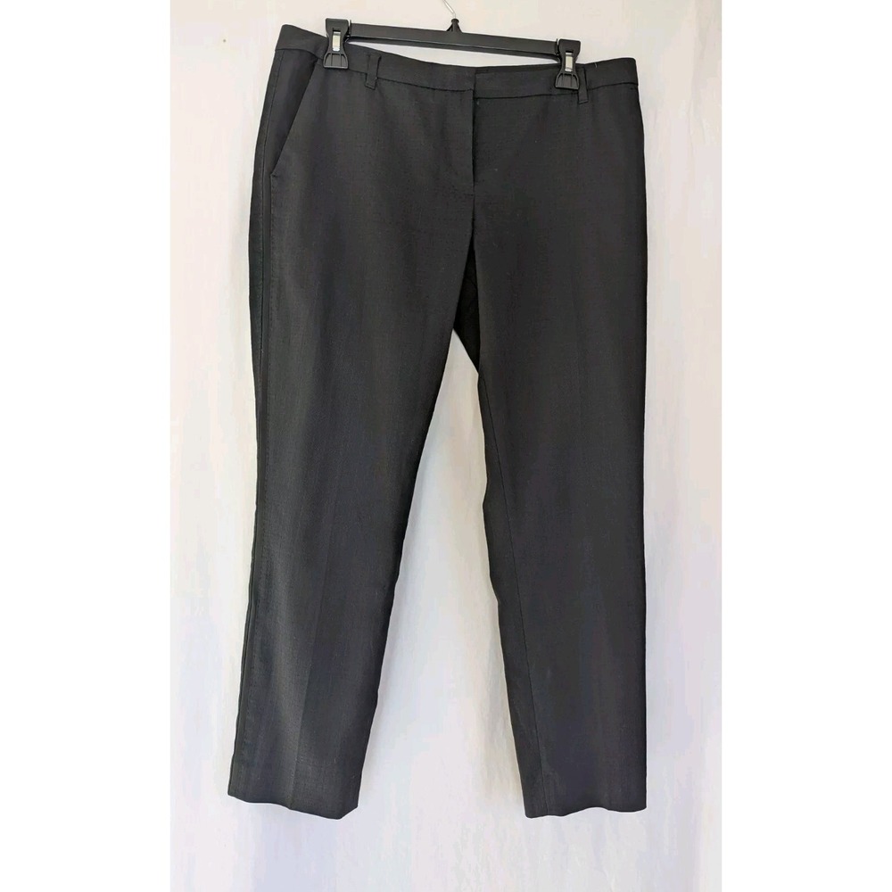 All Saints Ttrouser Pants Women'sd 8 Black Cotton Blend Tapered Crop Side Stripe